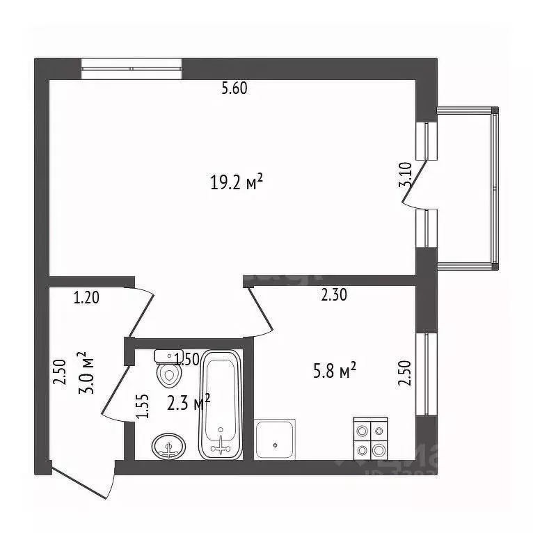 1-к кв. Тюменская область, Тюмень Ямская ул., 110 (30.9 м) - Фото 1