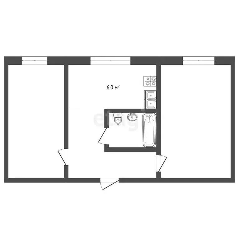 2-комнатная квартира: Котлас, улица Кедрова, 12 (43 м) - Фото 1