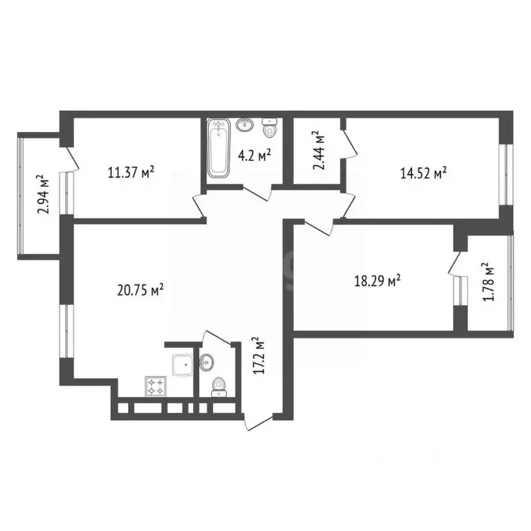 3-к кв. Красноярский край, Красноярск ул. Петра Ломако, 4 (92.0 м) - Фото 2