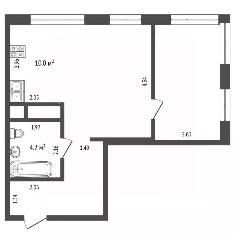 1-к кв. Московская область, Люберцы ул. Гоголя, 3 (42.9 м) - Фото 1