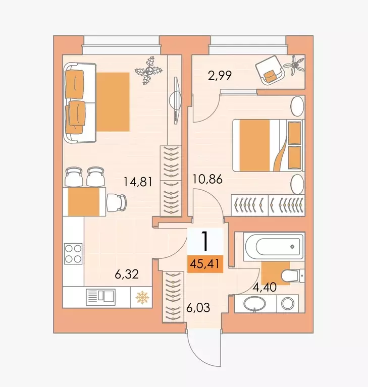 Продаётся 1-к квартира, 45.1 м - Фото 0