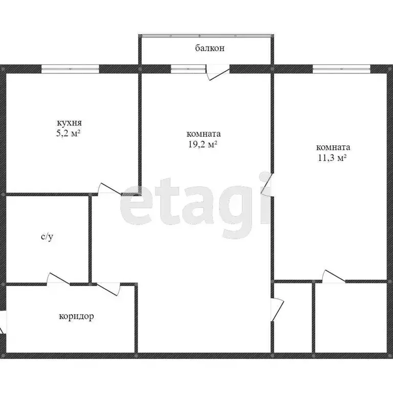 Квартира, 2 комнаты, 42.8 м - Фото 1