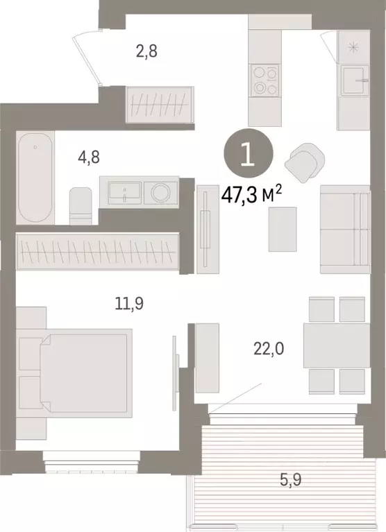 1-к кв. Липецкая область, Липецк пл. Петра Великого, 1 (47.3 м) - Фото 0