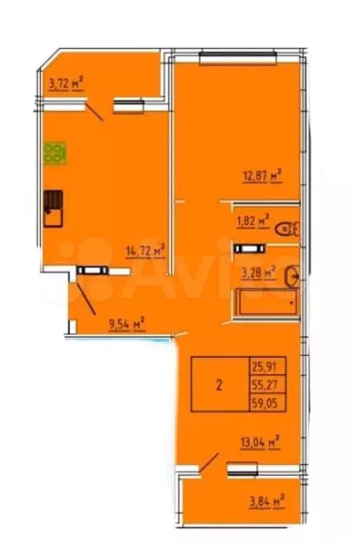 2-к. квартира, 59 м, 3/10 эт. - Фото 0