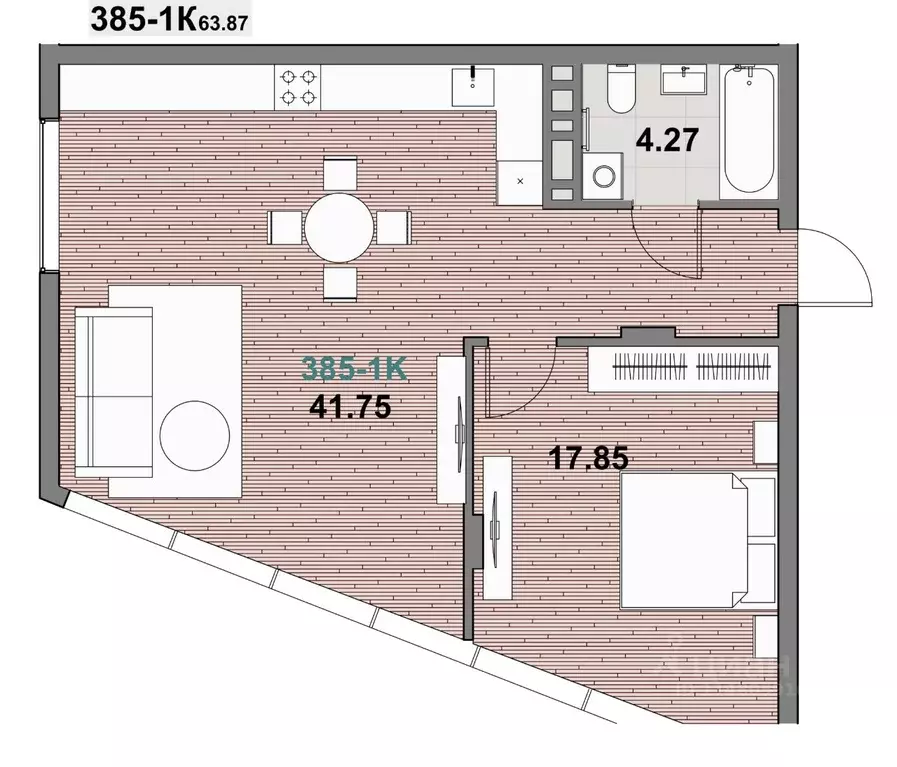 1-к кв. Калининградская область, Зеленоградск ул. Гагарина (63.87 м) - Фото 1