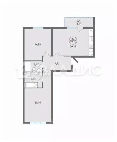 3-к кв. Липецкая область, Елец Александровский мкр, 22 (72.6 м) - Фото 2