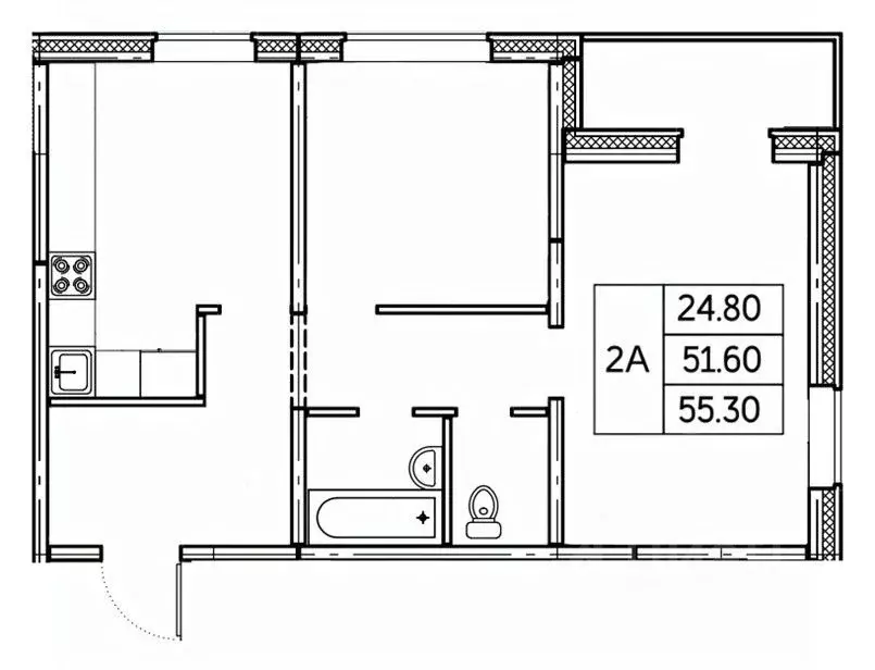 2-к кв. Чувашия, Чебоксары ул. П.В. Дементьева, поз1 (55.3 м) - Фото 0