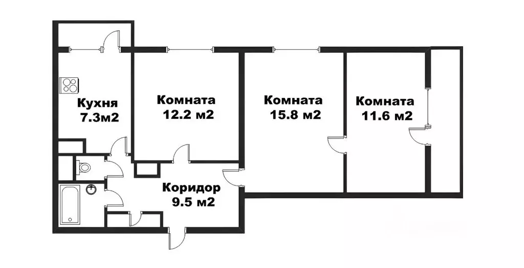 3-к кв. Санкт-Петербург Малая Балканская ул., 4К3 (62.3 м) - Фото 2