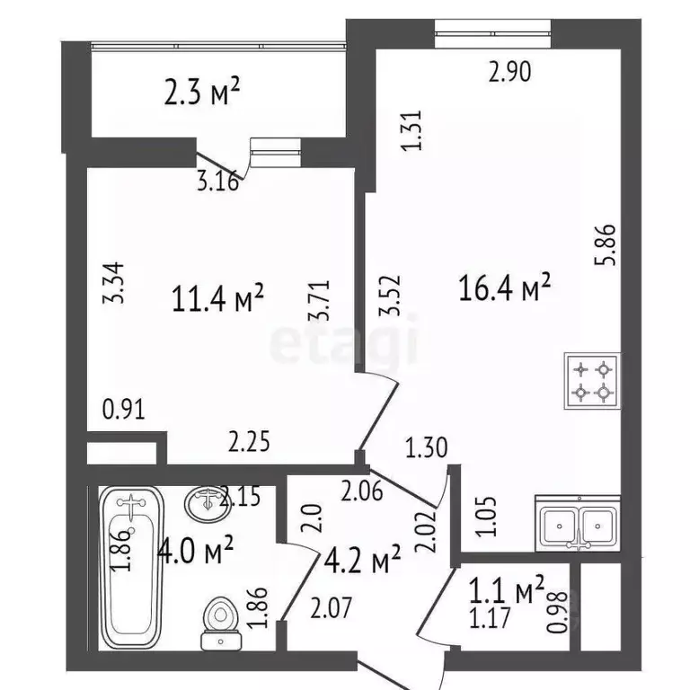 1-к кв. Санкт-Петербург ул. Типанова, 22 (37.1 м) - Фото 1