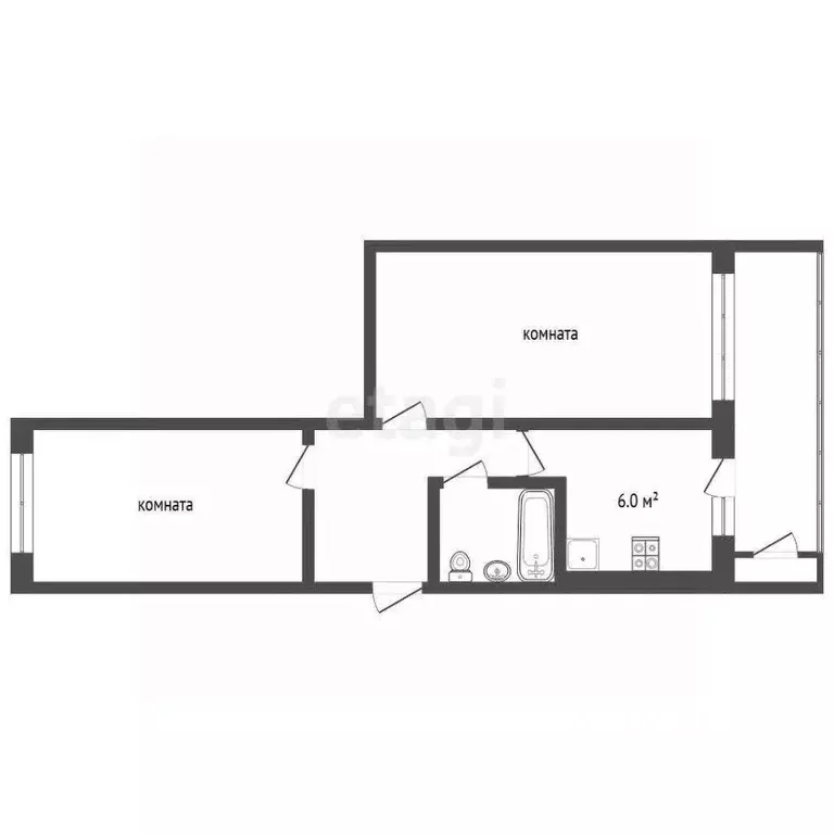 2-к кв. Крым, Ялта муниципальный округ, Гаспра пгт ул. Мира, 8 (45.0 ... - Фото 2
