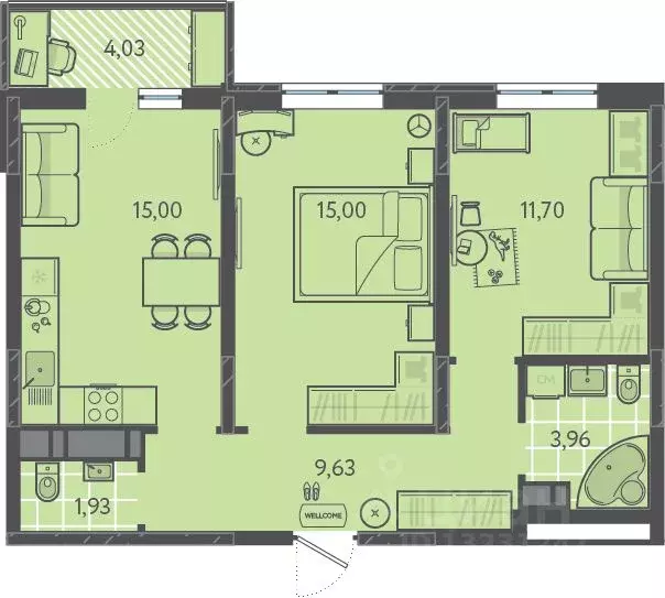 2-к кв. Краснодарский край, Краснодар ул. Им. Александра Гикало, 11к1 ... - Фото 1