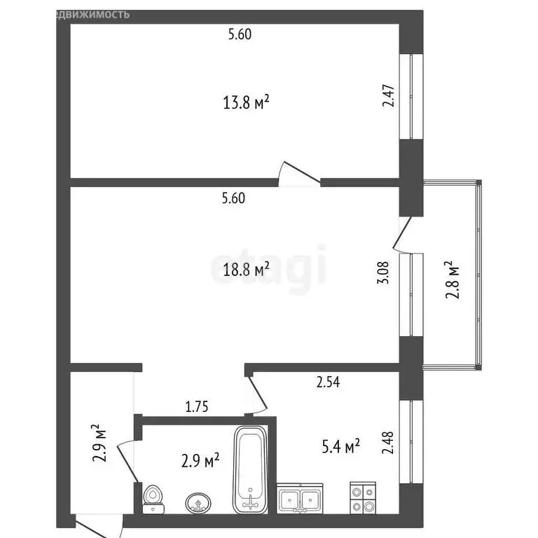2-комнатная квартира: Выкса, микрорайон Гоголя, 14 (44.5 м) - Фото 0