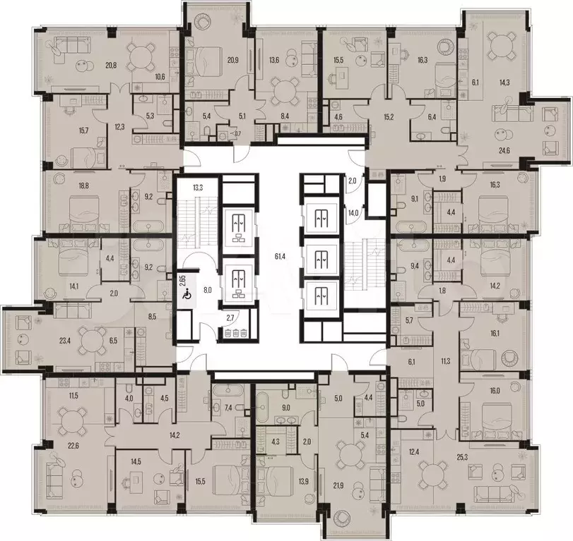 2-к. квартира, 65,9 м, 41/47 эт. - Фото 1