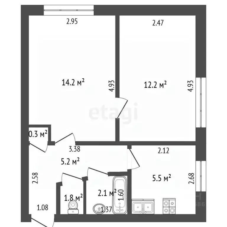 2-к кв. Калининградская область, Калининград ул. Багратиона, 134 (40.5 ... - Фото 2
