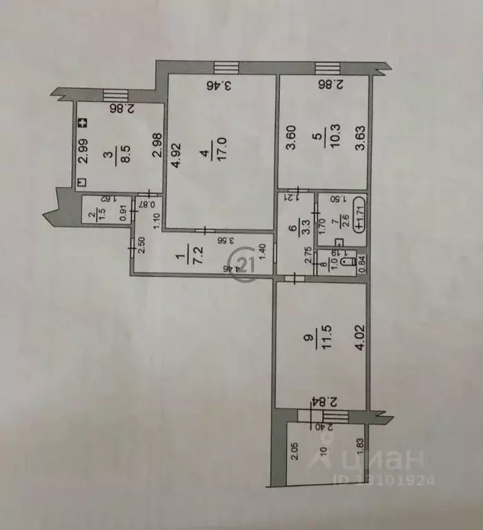 3-к кв. Тамбовская область, Тамбов бул. Энтузиастов, 2А/1 (62.8 м) - Фото 2