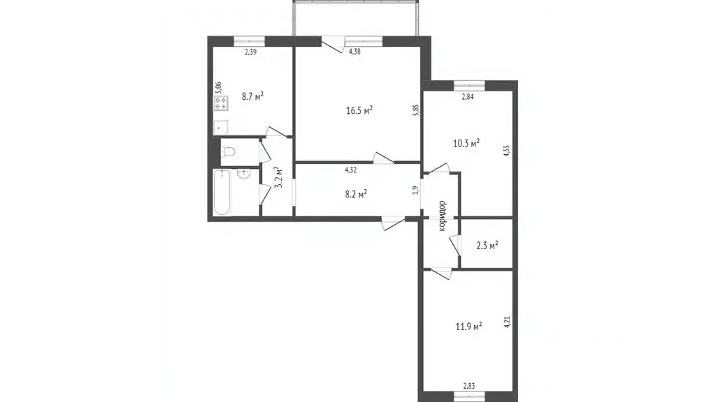 3-к кв. Красноярский край, Красноярск Взлетка мкр, ул. Батурина, 15 ... - Фото 2
