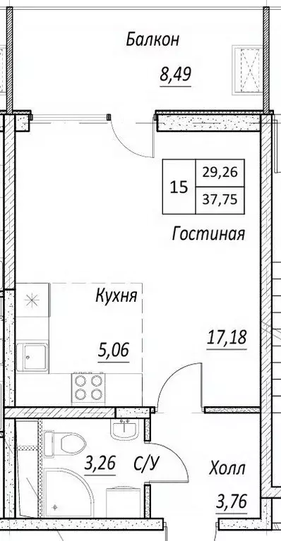 Студия Крым, Алушта ул. Западная, 4к3 (38.0 м) - Фото 2