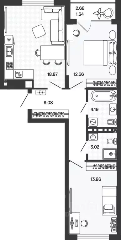 2-к кв. Калининградская область, Гурьевский муниципальный округ, пос. ... - Фото 1