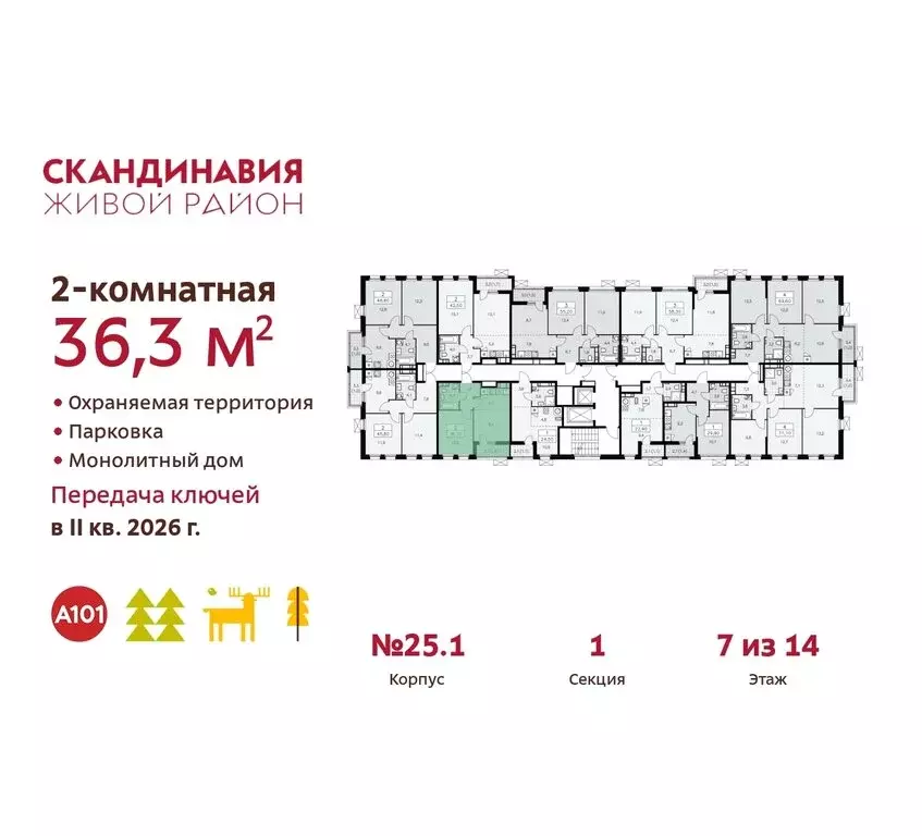 2-комнатная квартира: Москва, поселение Сосенское, жилой комплекс ... - Фото 1