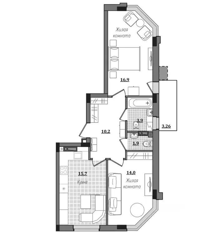 2-к кв. Смоленская область, Смоленск ул. Александра Степанова, 14 ... - Фото 1