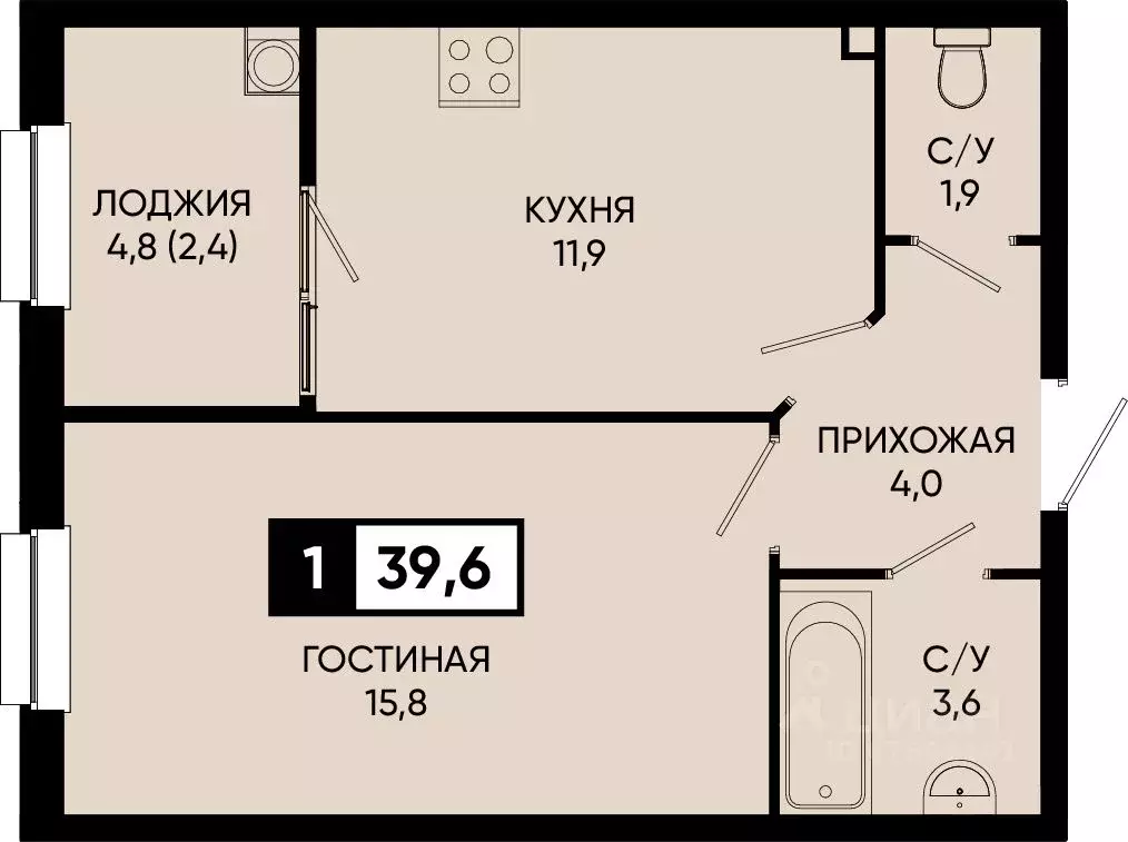 1-к кв. Ставропольский край, Кисловодск городской округ, пос. ... - Фото 1