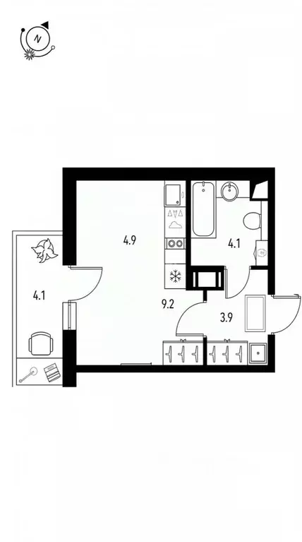Студия Санкт-Петербург пос. Шушары, ул. Чудовская, 14к1 (22.0 м) - Фото 2