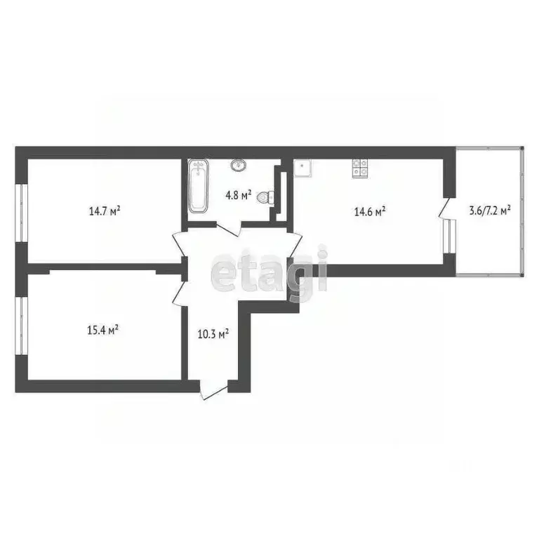 2-к кв. Калининградская область, Светлогорск Дачная ул., 6 (63.4 м) - Фото 2