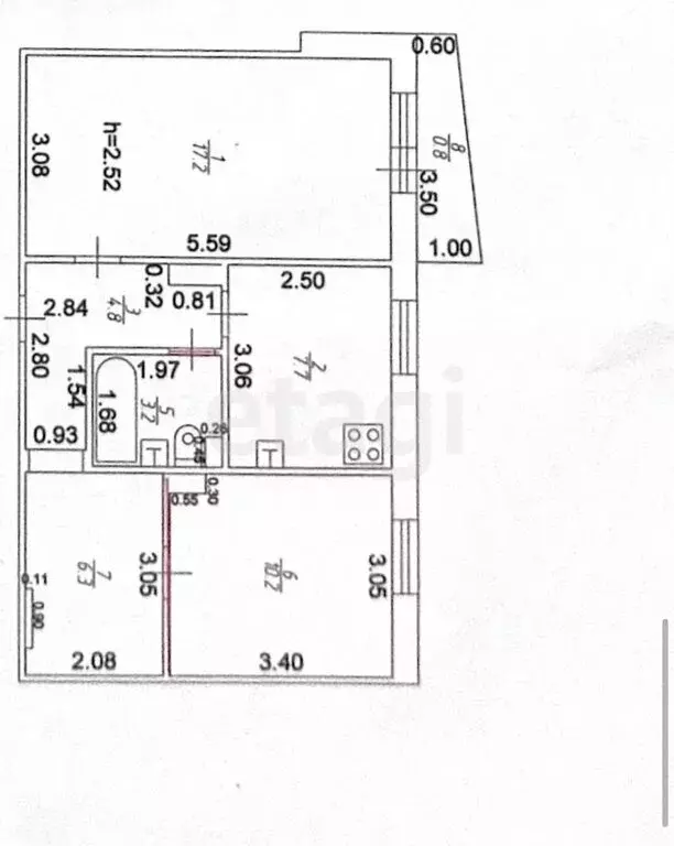 2-комнатная квартира: Казань, улица Лукина, 11к1 (50 м) - Фото 1