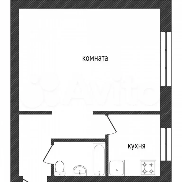 1-к. квартира, 30 м, 1/5 эт. - Фото 0