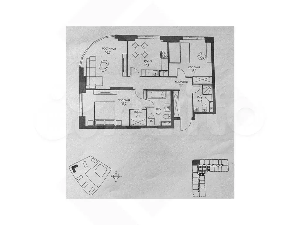 3-к. квартира, 84 м, 8/23 эт. - Фото 1