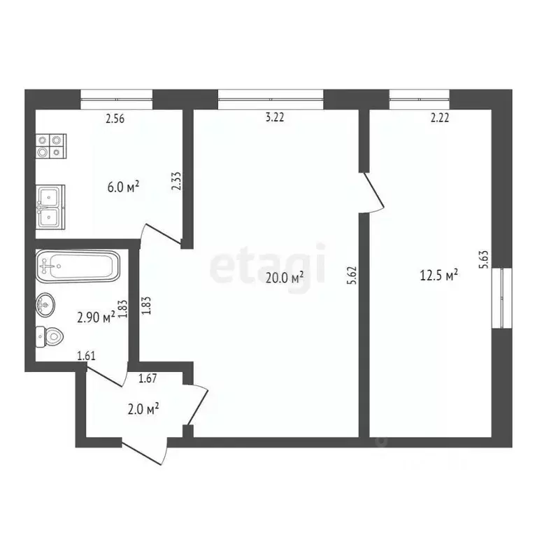 2-к кв. Псковская область, Печоры Заводская ул., 3б (43.8 м) - Фото 2