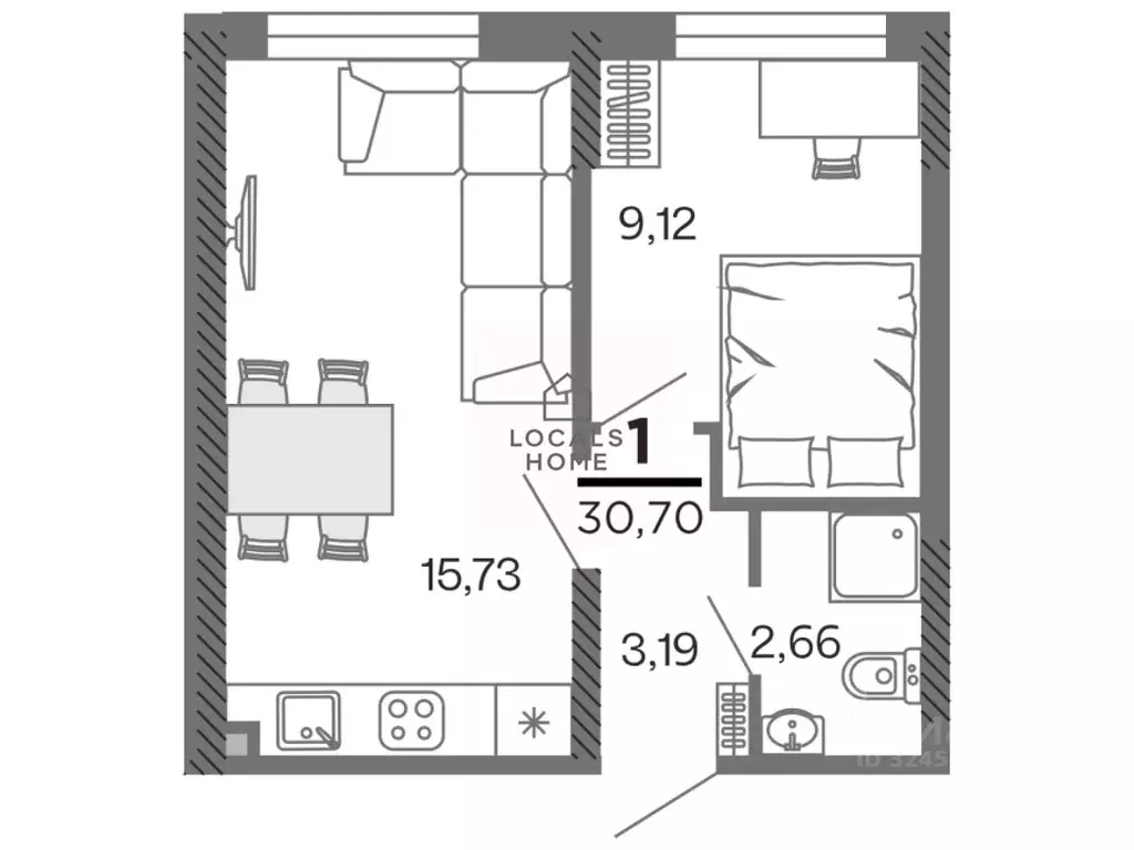 1-к кв. Рязанская область, Рязань Олимпийский городок мкр, 10 (30.7 м) - Фото 1