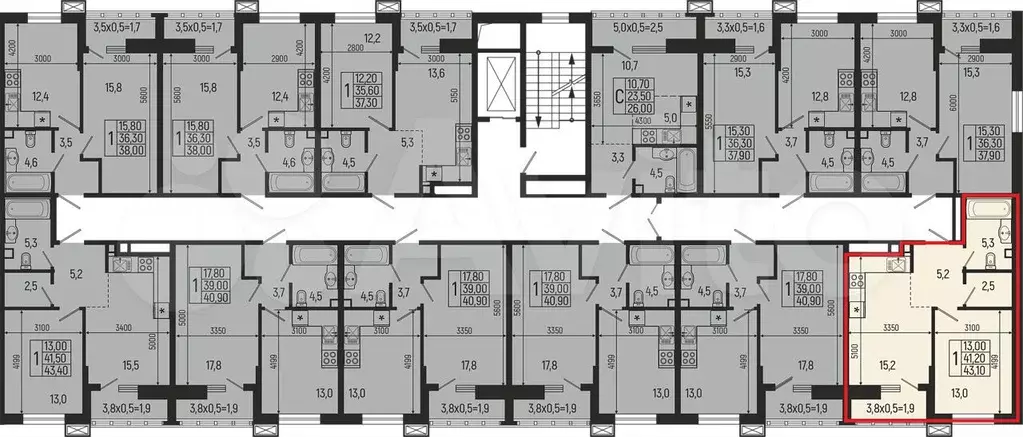 1-к. квартира, 43,1 м, 2/9 эт. - Фото 1