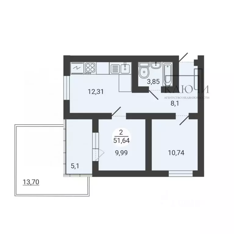 2-к кв. Челябинская область, Магнитогорск ул. Тевосяна, 31/1 (50.0 м) - Фото 2