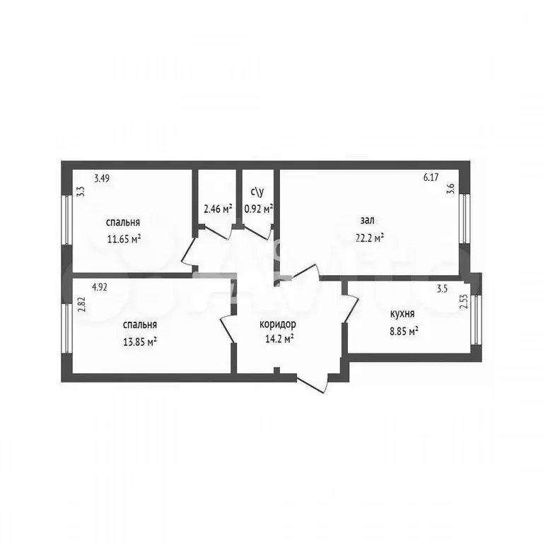3-к. квартира, 74 м, 5/5 эт. - Фото 0