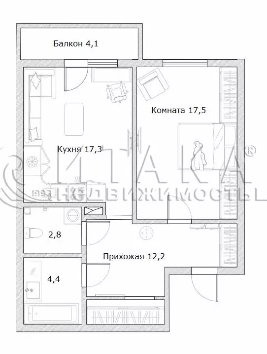 1-комнатная квартира: Всеволожск, Севастопольская улица, 2к1 (55.4 м) - Фото 0