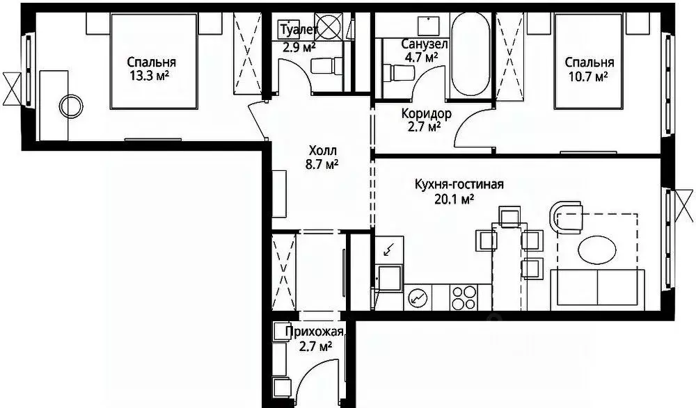 2-к кв. Московская область, Ленинский городской округ, д. Сапроново, ... - Фото 1