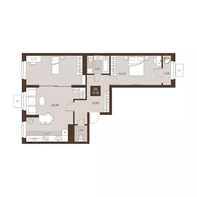 2-к кв. Пензенская область, Пенза Династия жилой комплекс (74.36 м) - Фото 1