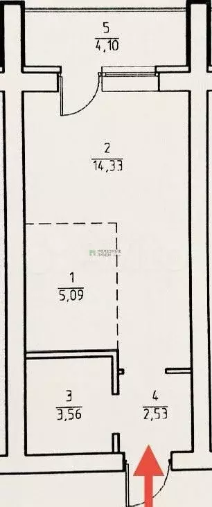 Квартира-студия, 29,5 м, 5/6 эт. - Фото 0