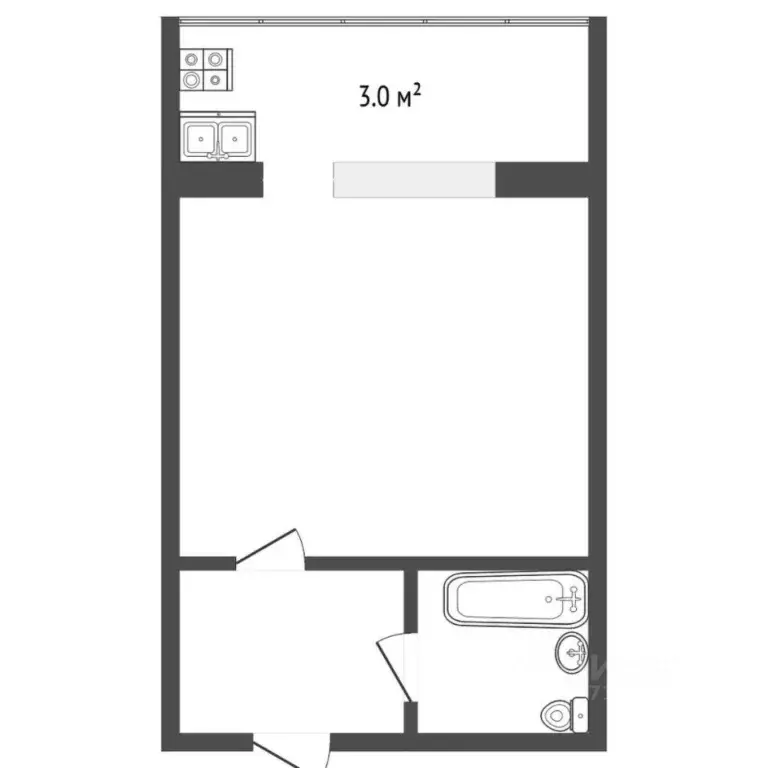 Студия Тюменская область, Тюмень ул. 30 лет Победы, 79 (13.0 м) - Фото 2