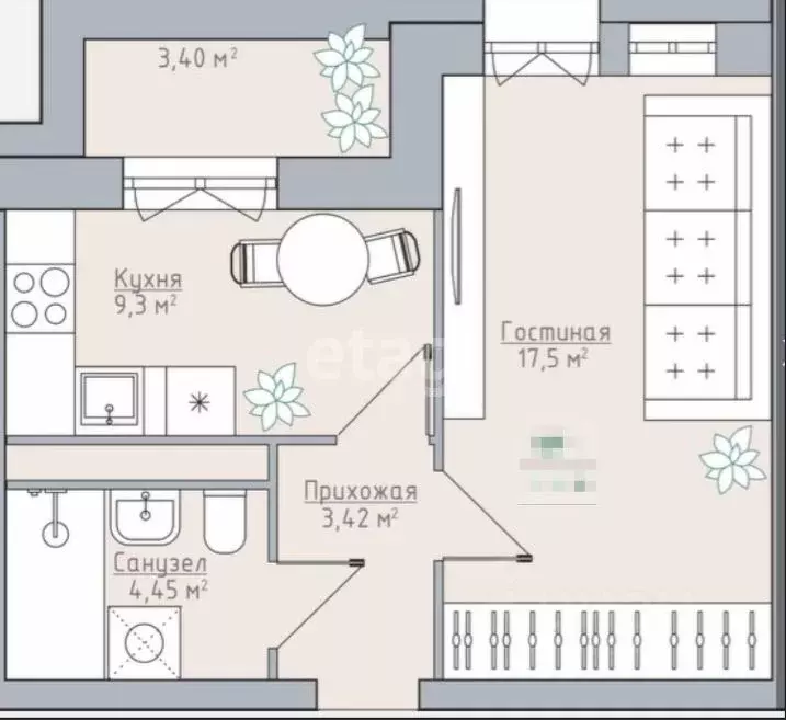 1-к кв. Татарстан, Казань ул. Волкова, 12 (30.5 м) - Фото 2