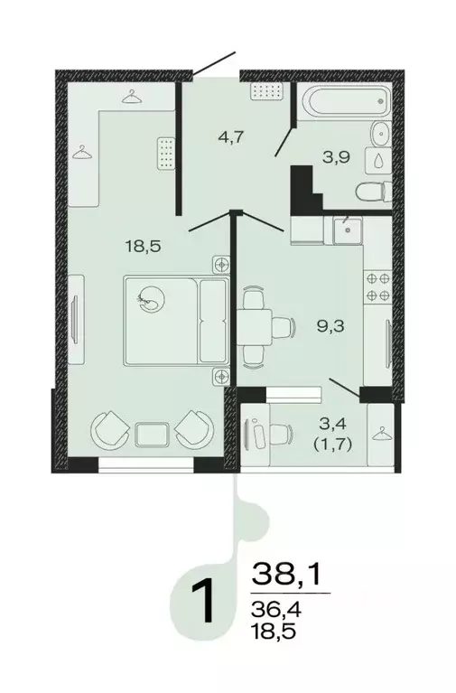 1-к кв. Краснодарский край, Новокубанск Капланово мкр, Эво жилой ... - Фото 1