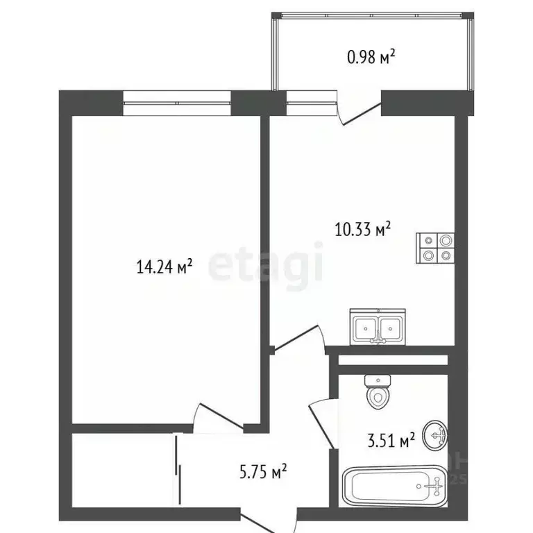 1-к кв. Краснодарский край, Темрюк Дальняя ул., 30/1 (34.1 м) - Фото 2