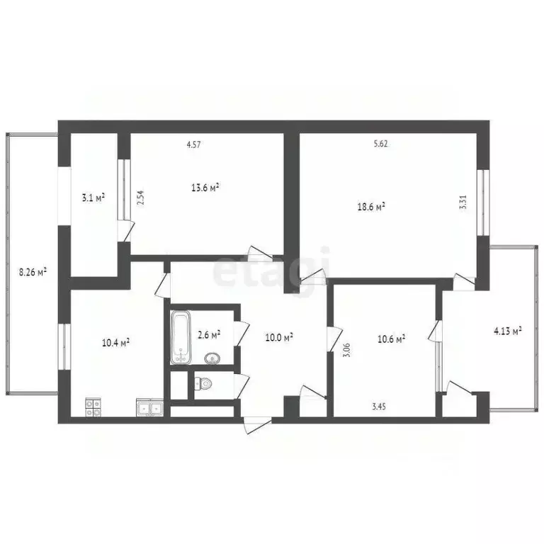 3-к кв. Севастополь ул. Хрусталева, 159 (64.1 м) - Фото 2