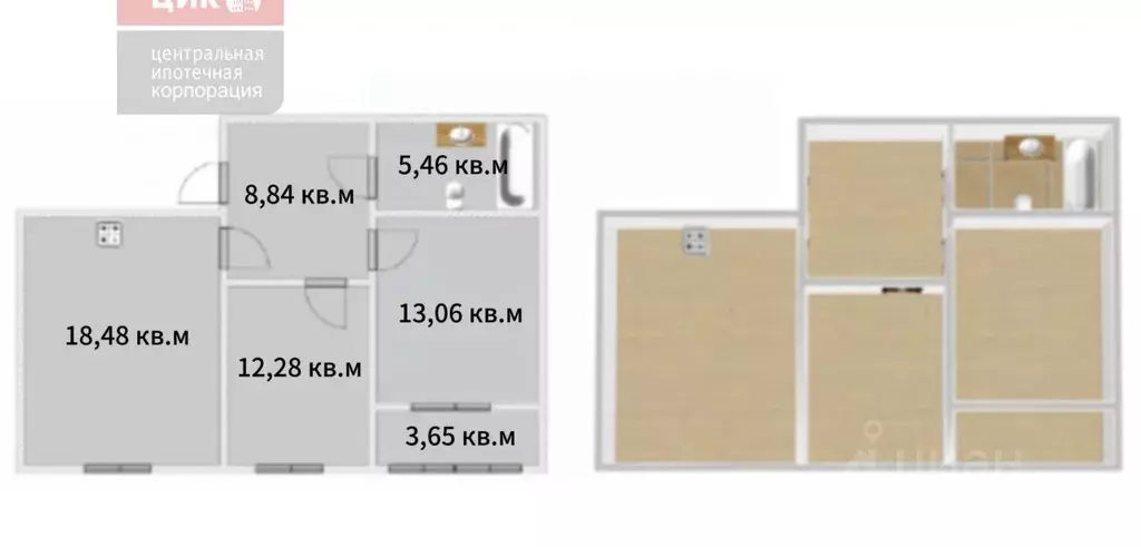 2-к кв. Рязанская область, Рязань проезд 5-й Новый (61.7 м) - Фото 1