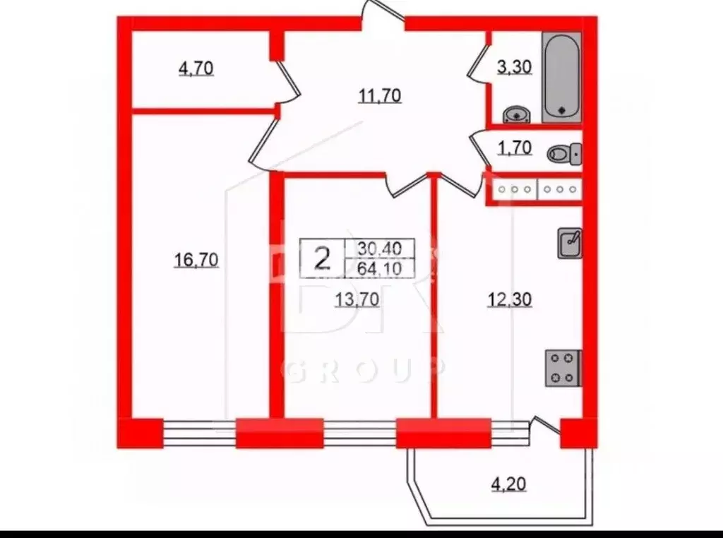 2-к кв. Санкт-Петербург Мебельная ул., 47к1 (64.0 м) - Фото 1