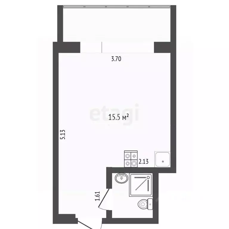 Студия Тюменская область, Тюмень ул. Судостроителей, 36 (21.0 м) - Фото 1