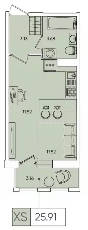 Студия Санкт-Петербург Планерная ул., 87к1 (25.1 м) - Фото 0