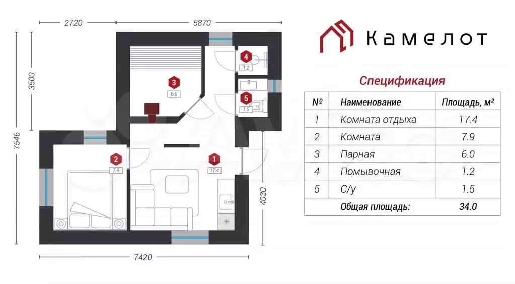 Дом 34 м на участке 8 сот. - Фото 0