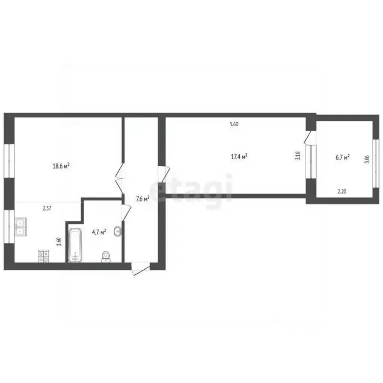 2-к кв. Тюменская область, Тюмень Харьковская ул., 71А (48.3 м) - Фото 2